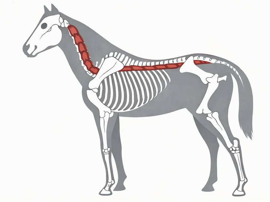 Horse skeleton and deep spinal muscles